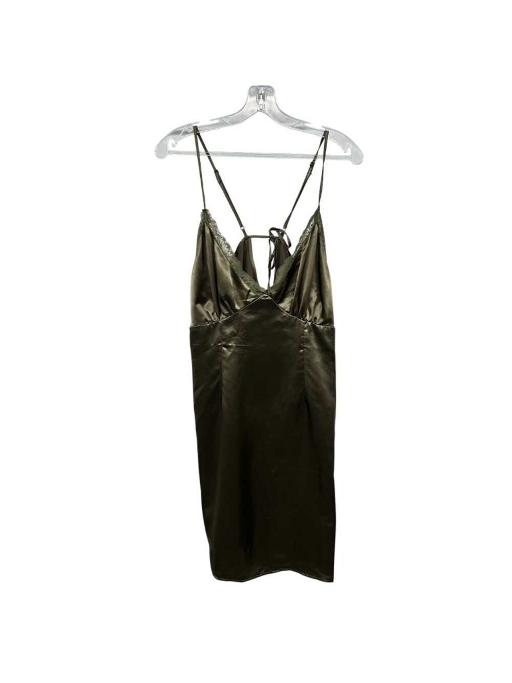 H&M Divided Slip Dress Lace Trim Green Keyhole Back Size Large